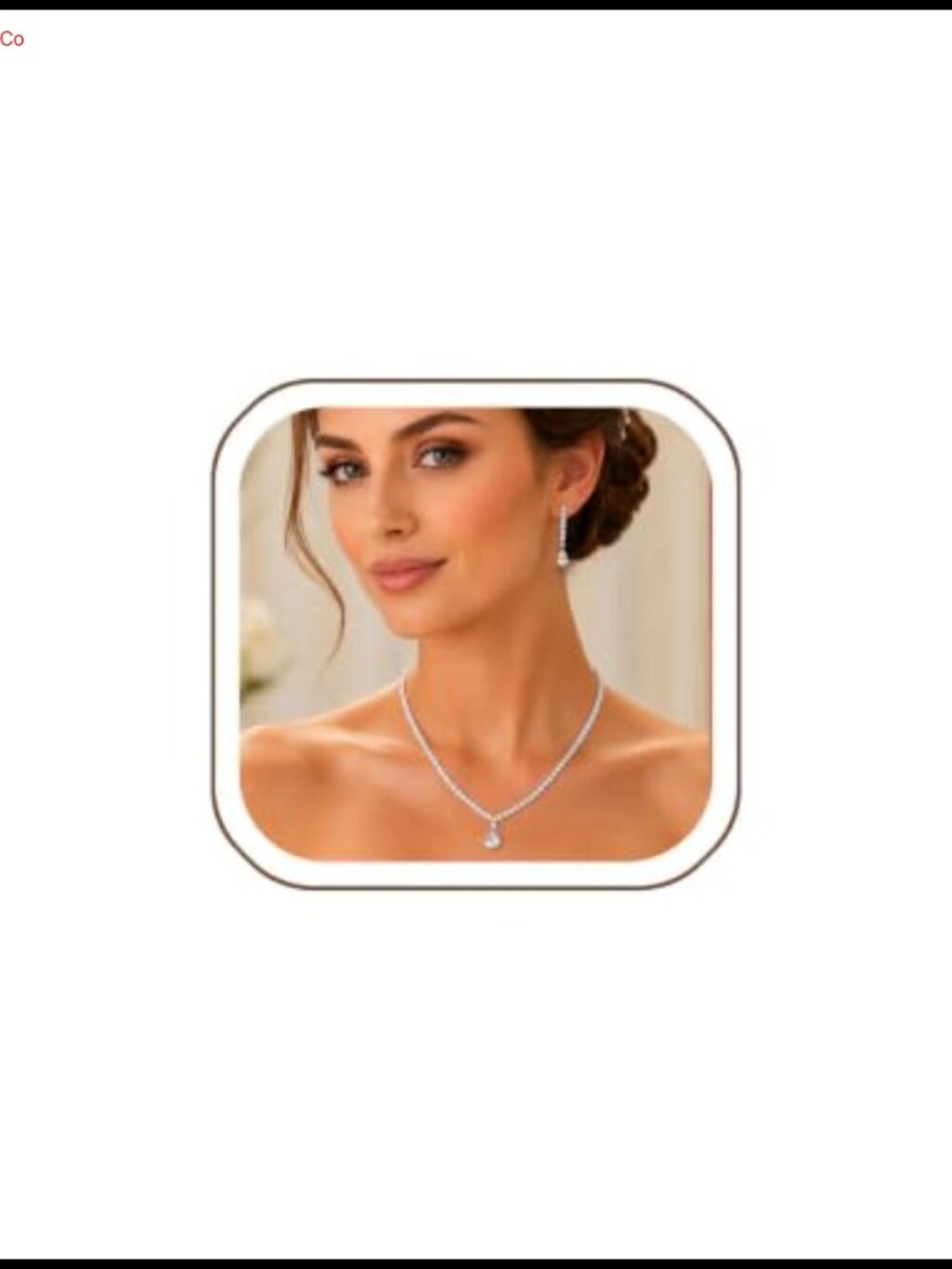 Rhinestone Necklace Earring Set Dainty Silver Jewelry for Brides Prom